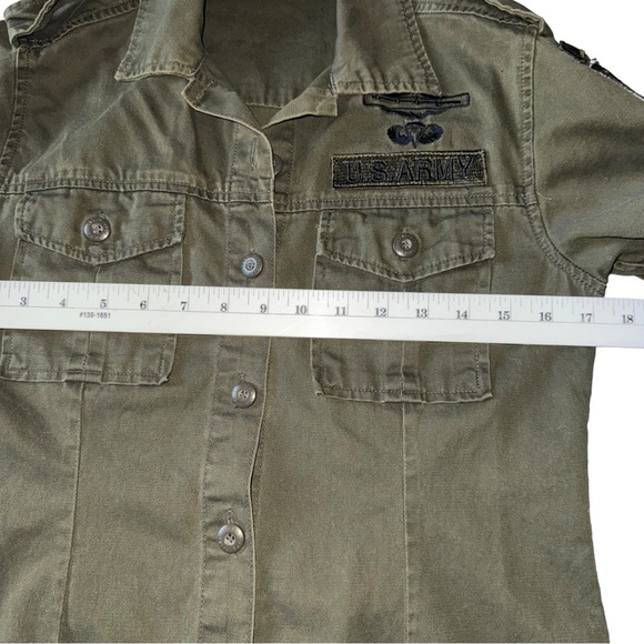 Free Base Vintage Green Olive Short Sleeve US ARMY Blouse Size L - Picture 15 of 16